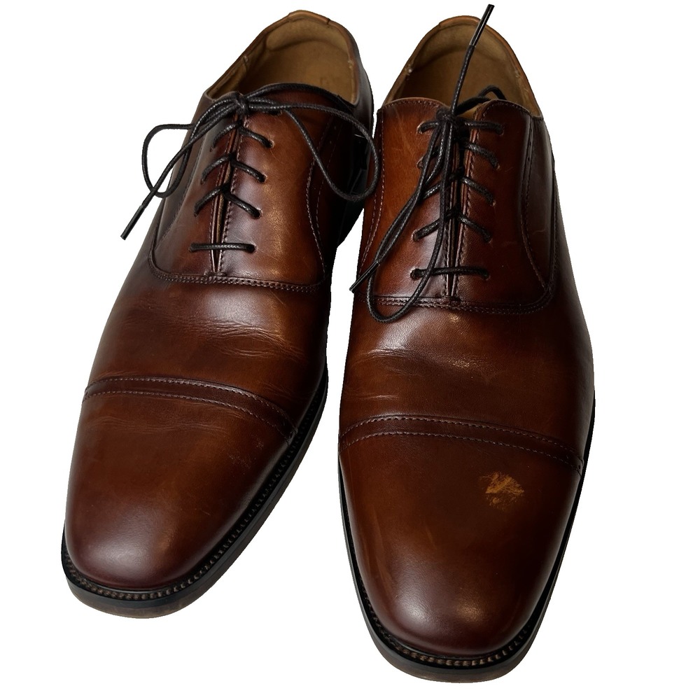 Florsheim Mens Cognac Brown Leather Cap Toe Flexsole‎ Oxfords Size 9.5 M